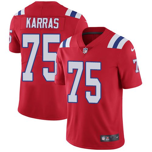 Men New England Patriots #75 Ted Karras Nike Red Limited NFL Jersey